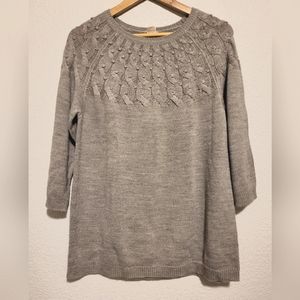 Sara Morgan Gray Cable Knit Sweater.